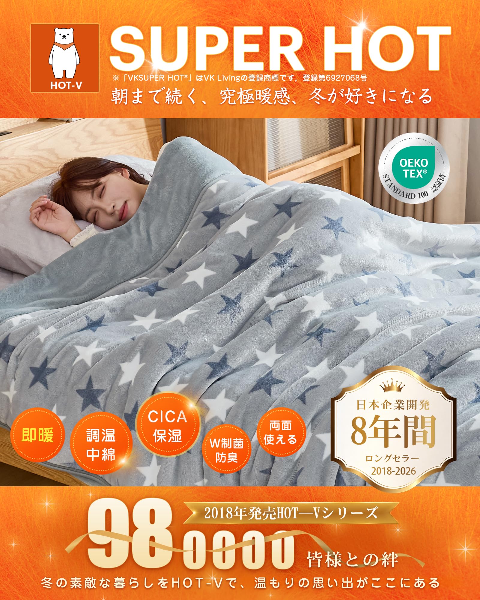 Amazon｜VK Living 毛布 シングル 二枚合わせ 【SUPER HOT調温中綿×5層